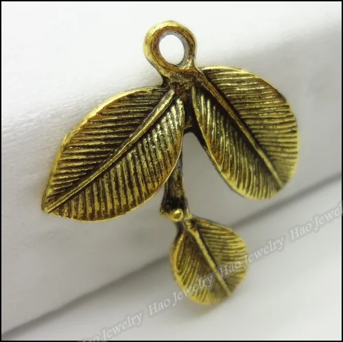 40 шт винтажные Подвески в виде листьев дерева антикварные золотые браслеты