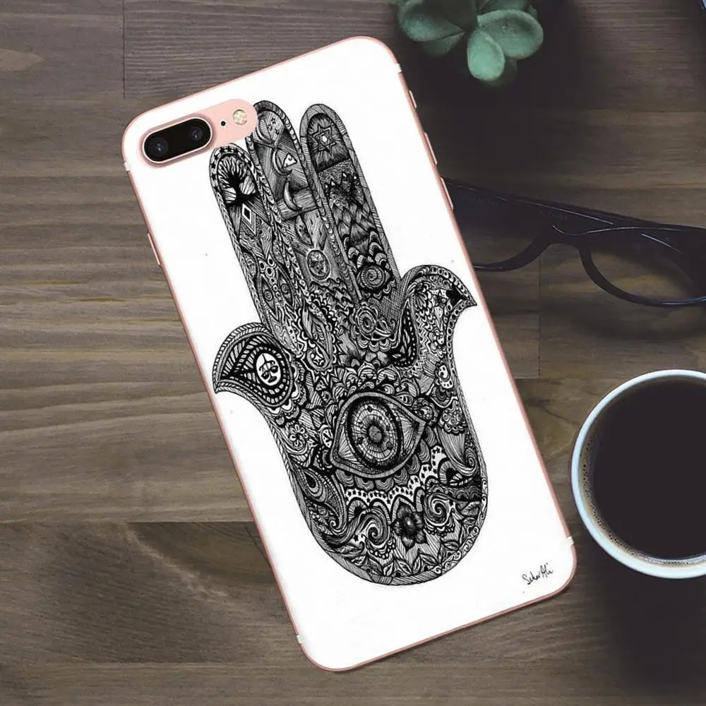Хенна Хамса рука Фатимы Мэри Ом мягкий дизайн для Apple iPhone 4 5 5C SE 6 6S 7 8 Plus X Galaxy A3 A5 J1 J2
