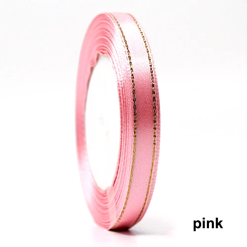04 pink 25 ярдов атласная лента 10 мм Золотая корсажная лента для кромки ленты DIY для упаковки подарков Свадебные украшения принадлежности для скрапбукинга - Цвет: 04 pink