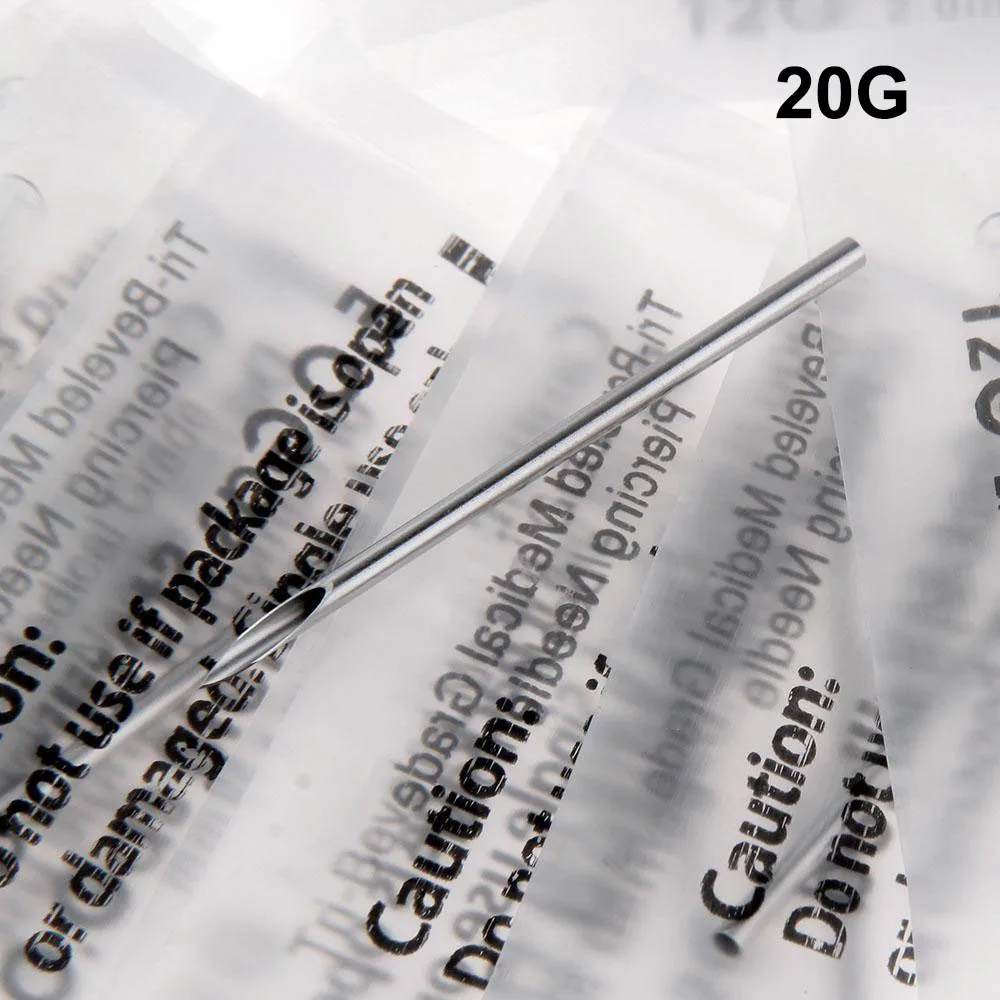 100 шт 20 г одноразовые стерильные для тату иглы пирсинга тела с коробкой уха носа