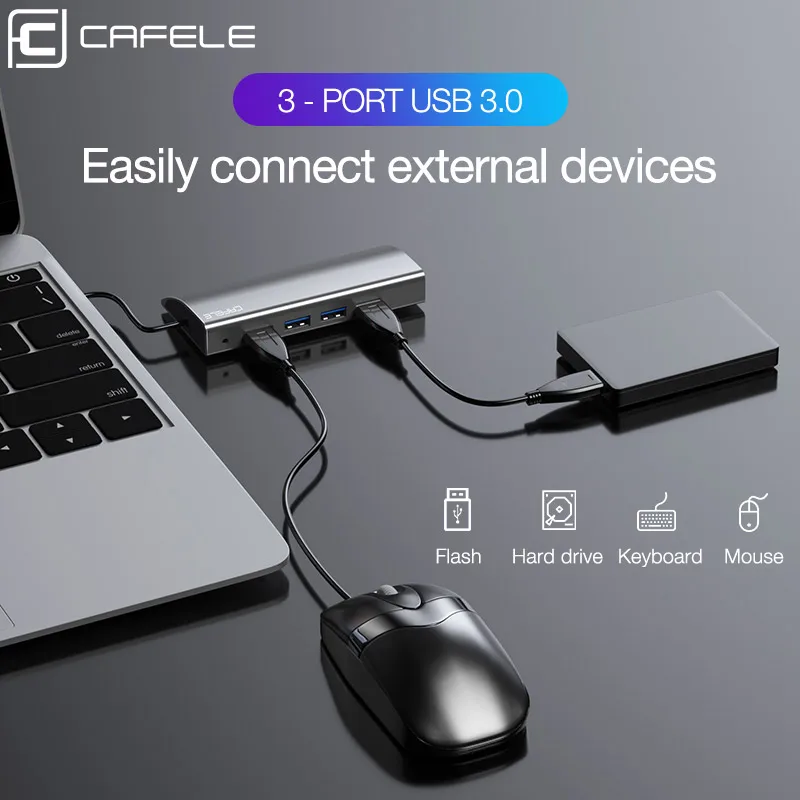 Адаптер CAFELE USB Type C HDMI Thunderbolt 3 док станция 0 с разъемом RJ45 PD TF SD ридер 5 аудио для MacBook