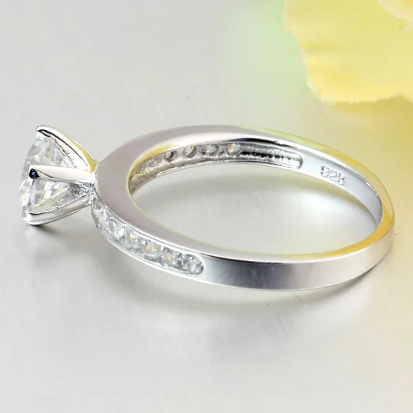 Genuine 925 Simple Classic Engagement Ring for Woman Solid Sterling Silver .75Ct Wedding Ring(RI100622) | Украшения и аксессуары