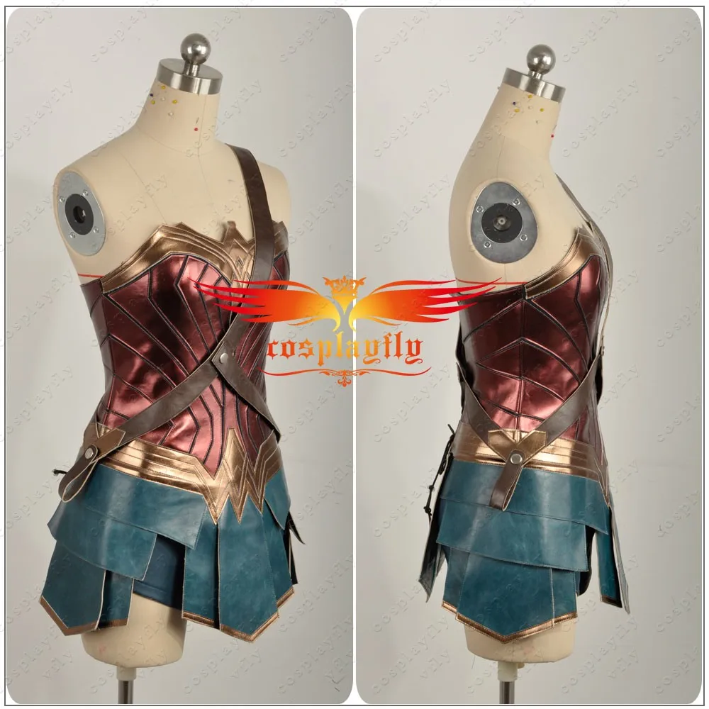 BatmanvSuperman: Dawn of Justice Wonder Woman Diana Costume Golden Rope(бесплатно) Взрослый Косплей корсет платье+ женский парик