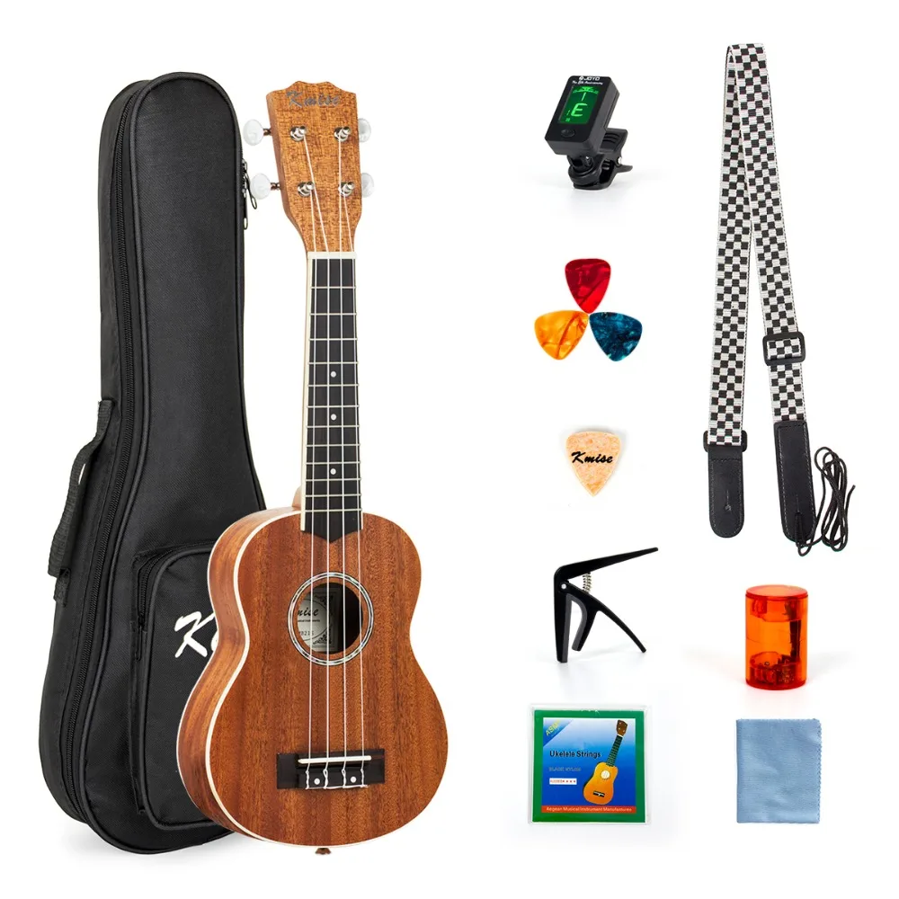 Kmise сопрано Гавайские гитары укулеле Набор для начинающих 21 дюймов Ukelele Uke 4 струны Гавайские гитары с Gig Bag тюнер струнные медиаторы Капо ремень