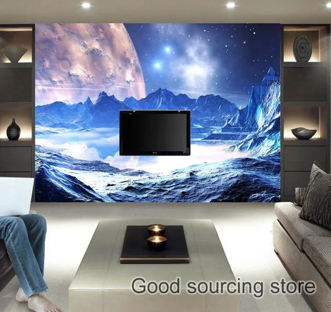 fantasy dream earth moon star photo wallpaper for living room TV background