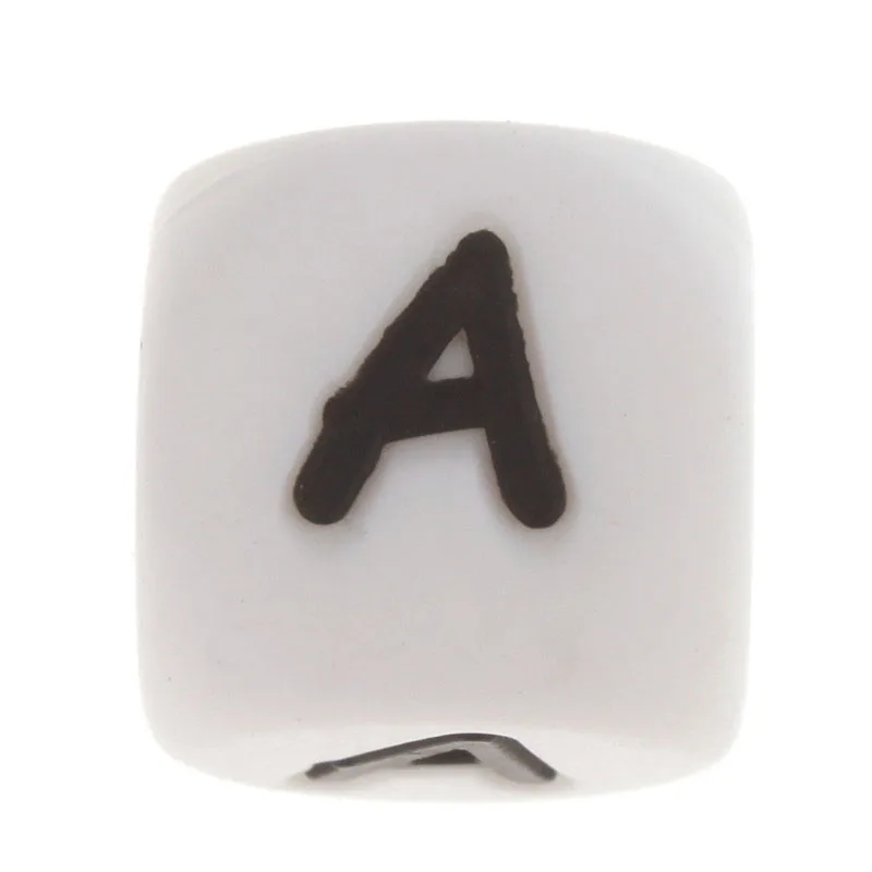 Fkisbox-Cuentas de silicona con letras del alfabeto, Cube12mm, para mascar, dentici&oacute;n, collar, joyer&iacute;a, 50 unidades-3
