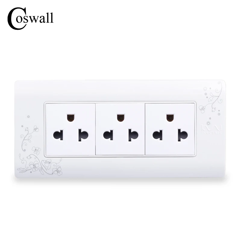 COSWALL 3-полосная электрическая розетка стандарта США и Таиланда простая стильная в