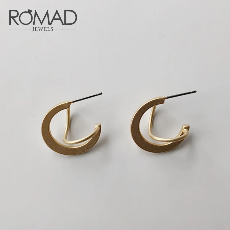 ROMAD маленький золотого цвета круглые серьги Модные Простые для женщин гвоздики