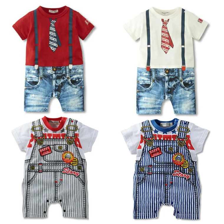 Baby Boys Rompers 2020 Summer Short Sleeve Toddler Outfits Cotton Kids Gentleman Suit Newborn Infant Jumpsuits Boy Clothes |