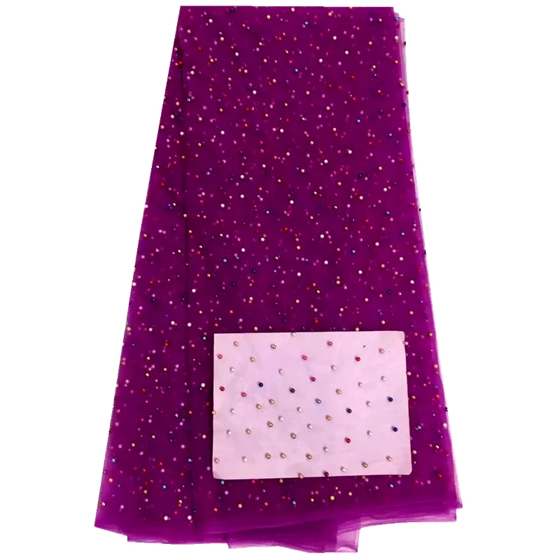 

Red Organza Lace Fabric Fashion African French Lace Fabric With Beaded High Quality Tulle Lace For Nigerian Wedding Dress 521B