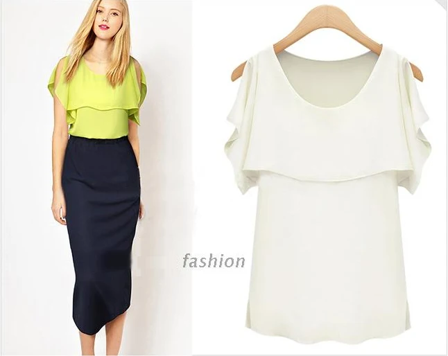 

Европейский Новый Бренд 2016 лето Blusas Femininas рубашка с оборками на рукавах женские блузки однотонные шифоновые Прозрачные рубашки Тонкая блуз...