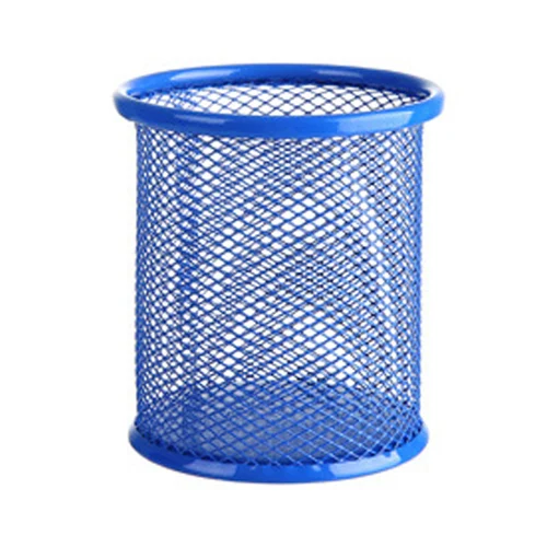 Round-blue 1 шт., высокое качество, офисный Органайзер, круглый косметический карандаш, держатель для ручек, канцелярский контейнер, школьные принадлежности для хранения стола - Цвет: Round-blue