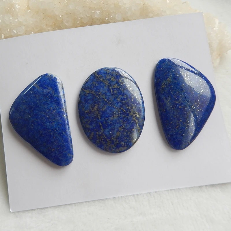 

Wholesale 3Pcs Oval And Triangle Lapis Lazuli Cabochon Setting 40x26x5mm 37x28x4mm 26.7g Trendy Jewelry Accessories
