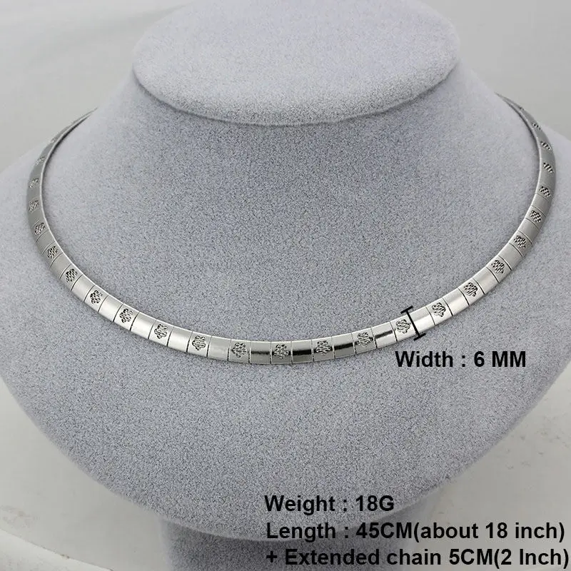 Серебряное/Золотистое Ожерелье из нержавеющей стали, женские Чокеры с цветами, ожерелье s для женщин, цепочка для воротника, модное ювелирное изделие, подарок на день рождения - Окраска металла: Necklace Silver  6MM