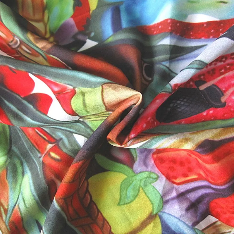 Платье женское длинное с длинным рукавом и отложным воротником фруктовым