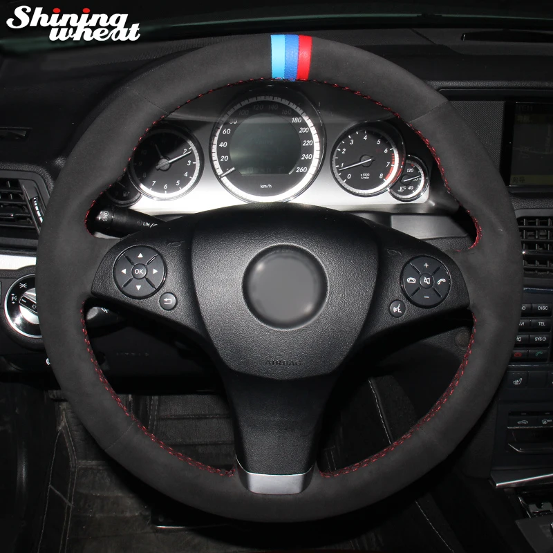 

Hand Sew Black Suede Steering Wheel Cover for Mercedes-Benz e350 e260