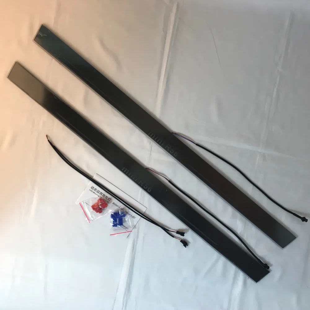 RQXR led движущиеся двери потертости для мини R56 динамический порог пластина плоская подкладка наложения потока/натюрморт света, 2 шт