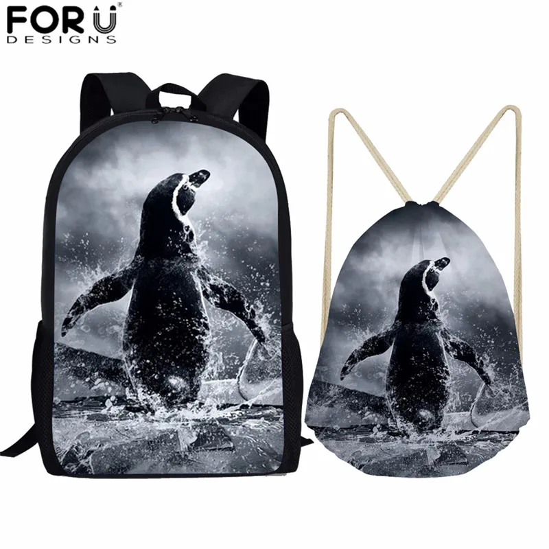 FORUDESIGNS/Школьный рюкзак с пингвином для младших школьников сумки книг милый