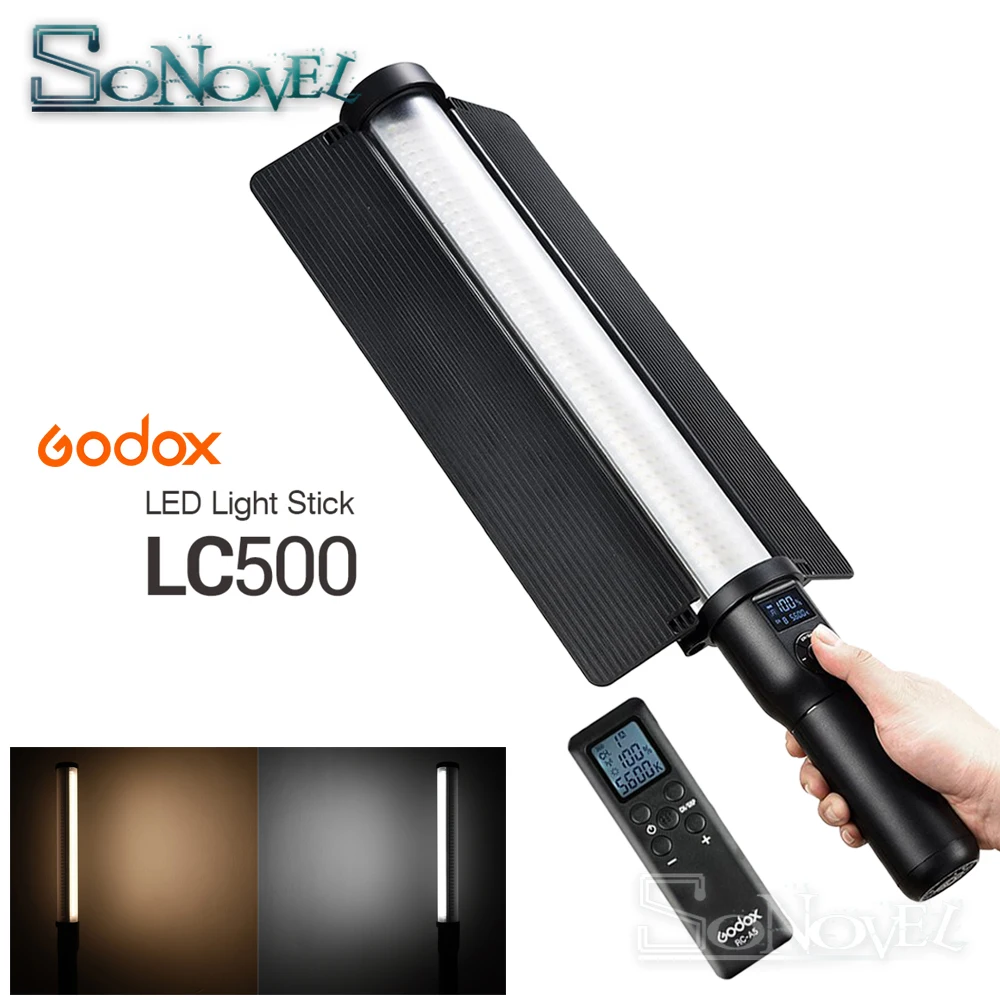 

In Stock Godox LC500 3300K-5600K Adjustable Handle LED Light Stick Built-in lithiunm Battery + Remote control + AC Power Charger