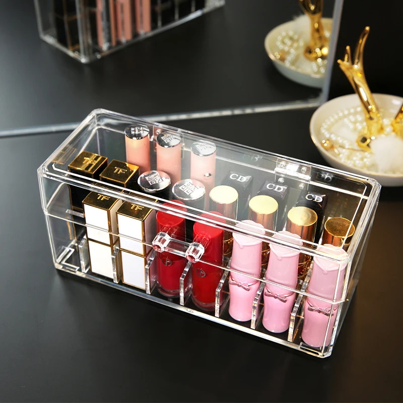 AF 12 Grids Transparent Acrylic Lipstick Holder Lip Gloss Storage Clear Lipgloss Organizer For Box | Дом и сад