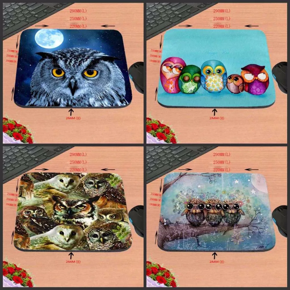 

Top Selling Customized Mouse Pad Two Owls Drawing Artwork Beautiful Decor Computer Notebook Logo Printing Mouse Pad Rubber Mat