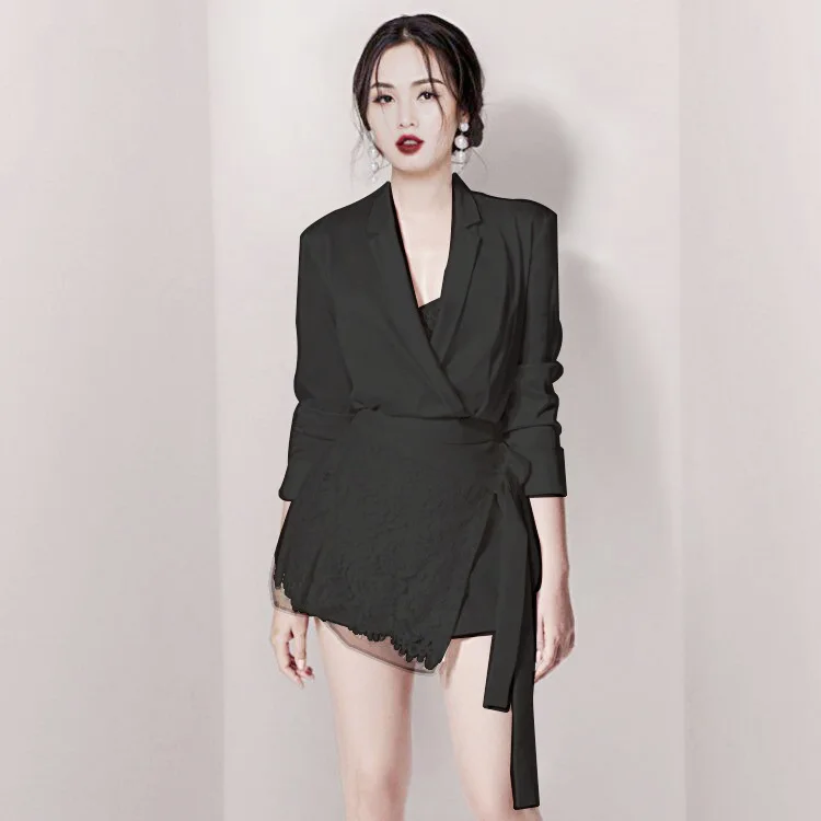 Женский костюм винтажный элегантный комплект из 2 предметов черно белая рубашка