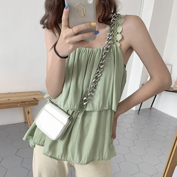 Сумка на плечо женская с металлической цепочкой толстый кошелек для мелочи