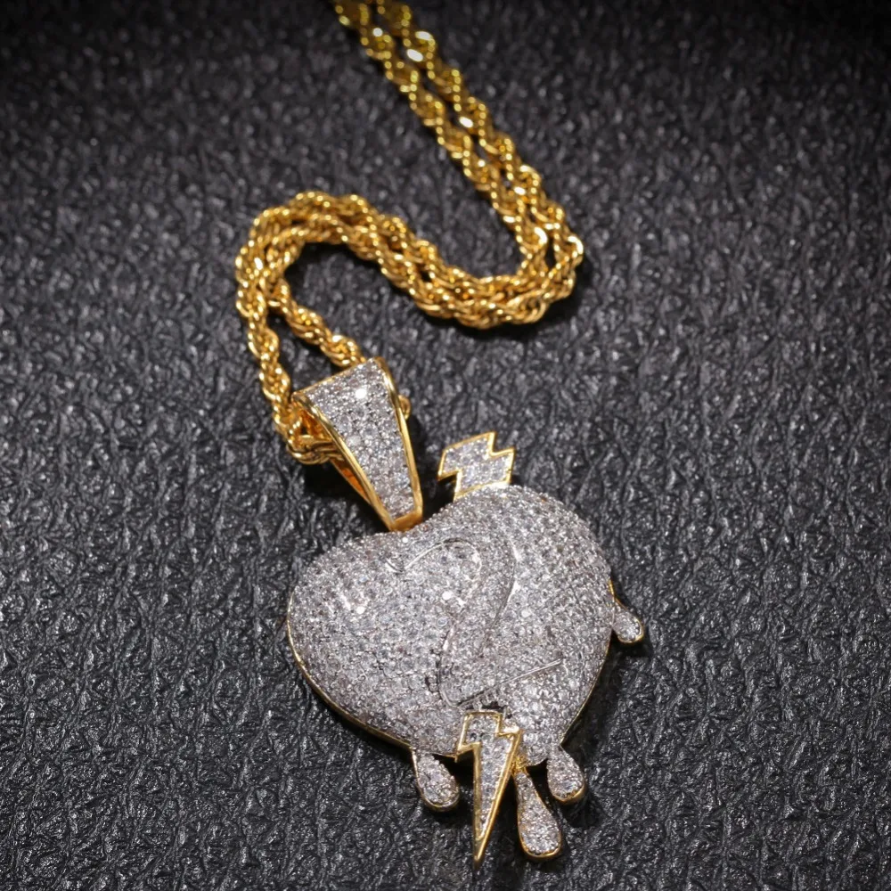 Микро камнями ААА кубического циркония Номер 2 молния Сердце ожерелья с