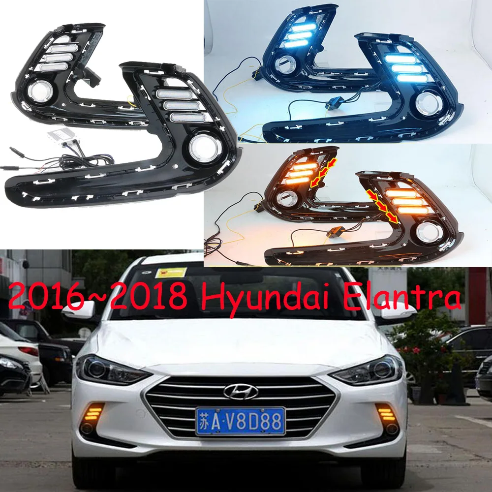 1 компл. Бампер головной светильник для hyundai Elantra Дневной светильник~ 2018y автомобильные аксессуары светодиодный DRL налобный фонарь для Elantra противотуманный светильник