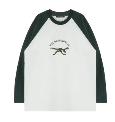 Лонгслив Велоцираптор свитер женский Longsleeve Velociraptor динозавр вышивка вышитые harajuku
