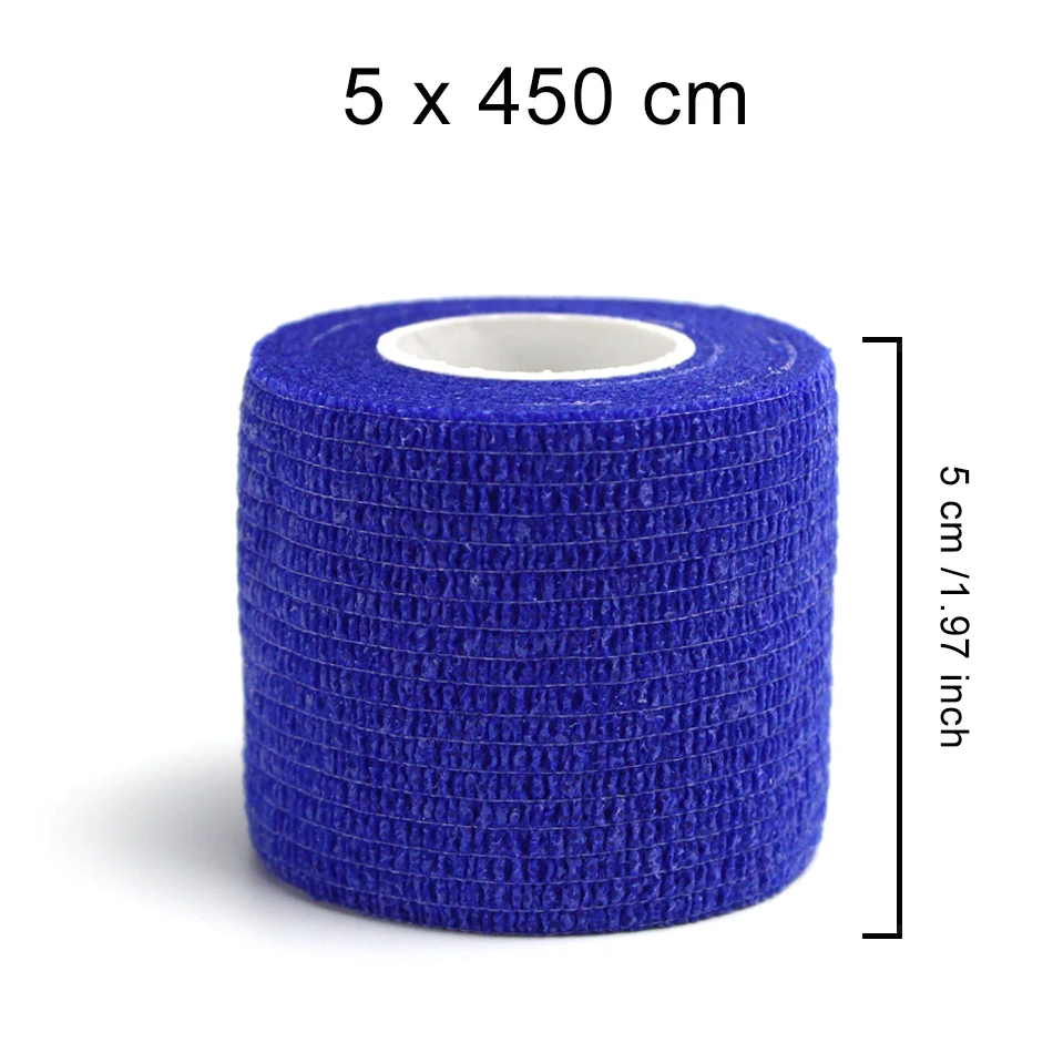 Blue Стоящая 5 см* 450 см самоклеящаяся эластичная лента из нетканого материала, лента для фитнеса, наколенники, поддержка локтя, травмирующая подушка - Цвет: Blue