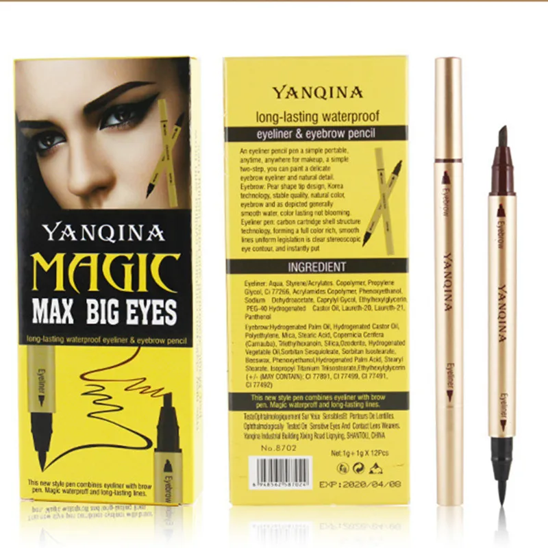 

High quality 2 in 1 Waterproof Liquid Eyeliner Eye liner Brow Eyebrow Pen Pencil Makeup Cosmetic Tools 36pcs