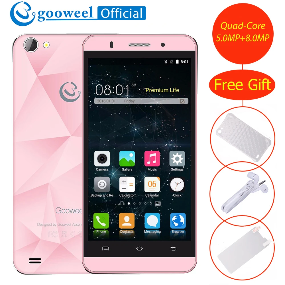Gooweel M5 Pro смартфон с 3g MTK6580 Quad core 5 дюймов ips Экран Mobie телефон android 1 5MP + 8MP Камера gps