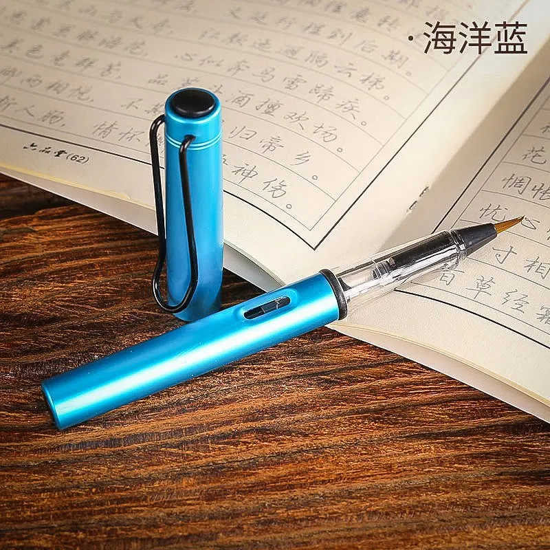 

Blue Metal Calligraphy Soft Hair Writing Brush Watercolor Fountain Pen Painting Drawing Tool School Supplies Stationery