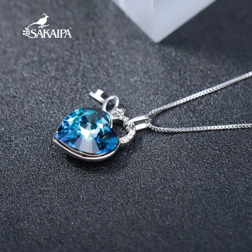 Swarovski элемент Кристалл замок ключ сердце кулон цепочки и ожерелья для женщин 925