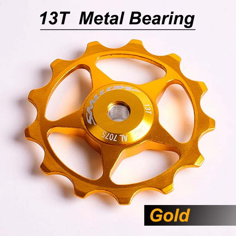 13T Gold 11T MTB велосипедный задний переключатель Jockey колеса 4 мм 5 мм 6 мм герметичный подшипник 13 т шкив AL7075 CNC дорожный велосипед направляющий ролик направляющий - Color: 13T Gold