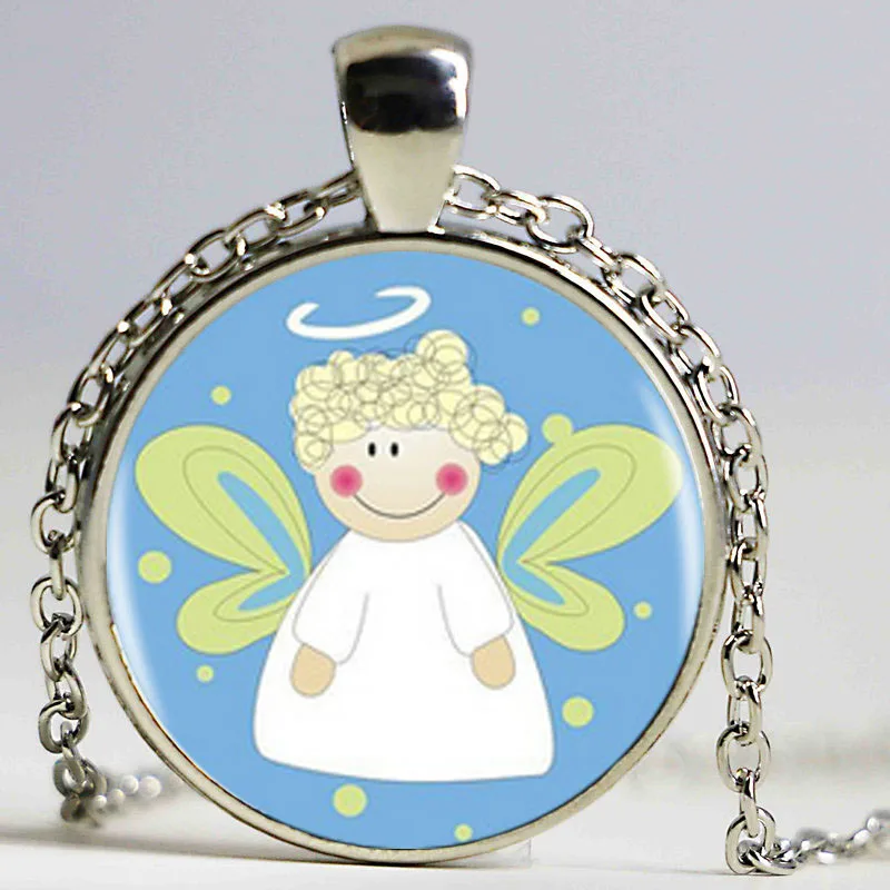 Модное винтажное ожерелье с подвеской логотипом ангела серебряного цвета ручной