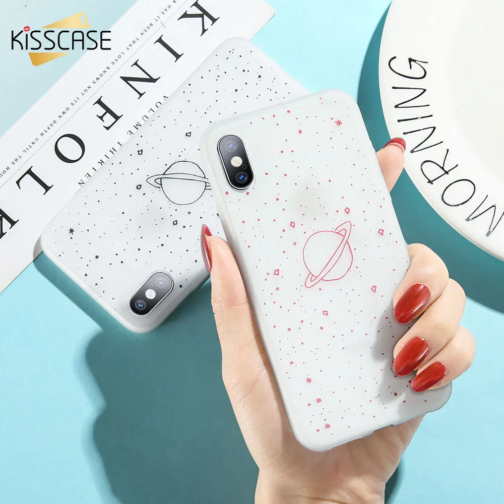 KISSCASE Luminous White Starry Night Planet Phone Case For iPhone 6 7 8 Plus Soft TPU Patterned Ultra XS MAX XR Coque |