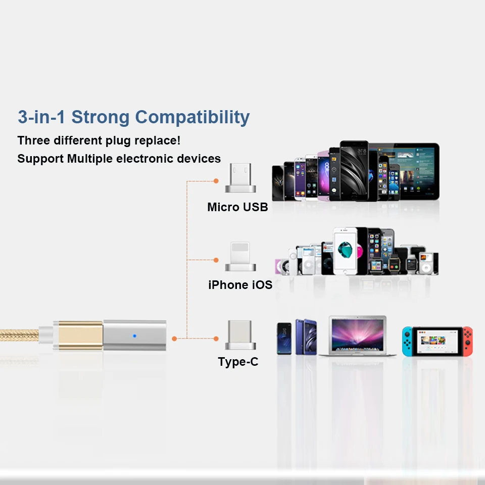 3 in1 с магнитным адаптером для Тип usb-C 8-pin микро-преобразователь для iphone Samsung LG Xiaomi HUAWEI зарядки usb адаптер для передачи данных Портативный мини