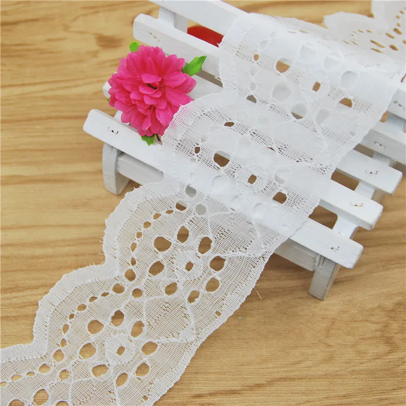 

60mm Polyester Lace Trim White Fabric Sewing Accessories Cloth Wedding Dress Decoration Ribbon Craft Supplies 50yards L9062