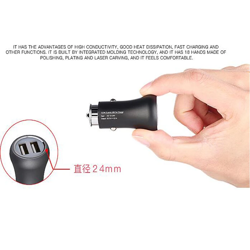 Автомобильное зарядное устройство WHEXUNE с двумя USB портами 5 В 3 1 А|Кабели адаптеры