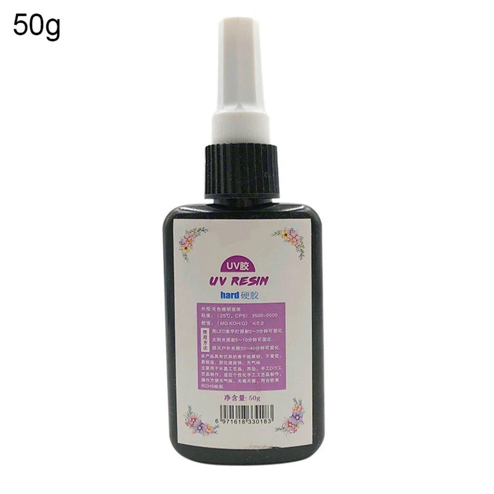 50g DIY ремесло сильный клей ультрафиолет УФ Смола лечение раствор Быстросохнущий Солнечный активированный клей жесткий отверждения полимерный гель - Цвет: 50g