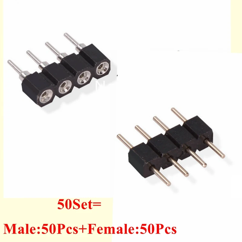 50 компл./лот 4pin разъем RGB 4 pin иглы Мужской и Женский Тип светодио дный LED полосы