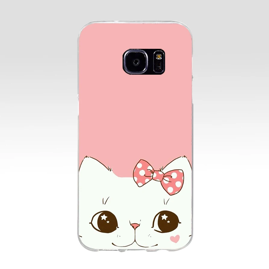 68A милые имбирь для пиццы с бантом, с рисунком кота, для kawaii силиконовый чехол-накладка из мягкого ТПУ для Samsung Galaxy s6 s6 s7 edge s8 s9 plus