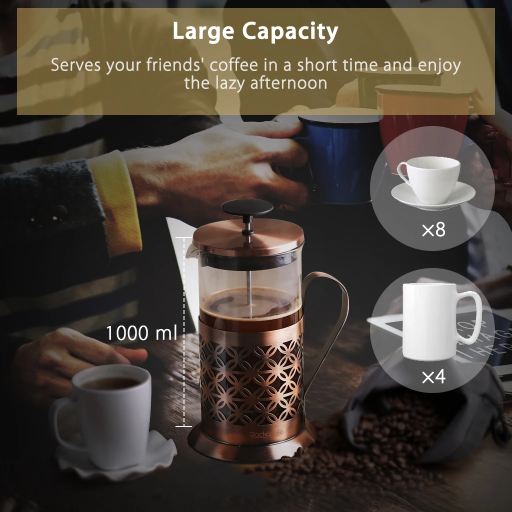 1000 мл французские прессы Перколятор портативный Кофе чайник фильтр горшок