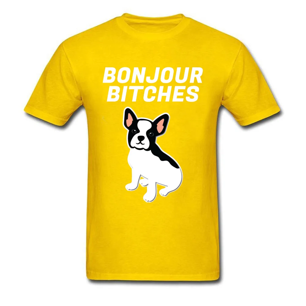 

Bonjour French Bulldog Simple Style Tshirts Percent Cotton Round Collar Youth Tops T Shirt Man Summer Sweatshirts Love Day
