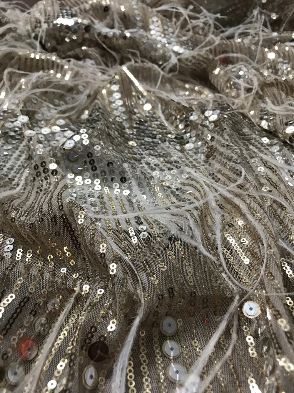 Nigerian french net Lace Anan-10774 Embroidered Cord Fabric with sequins for bridal dress | Дом и сад