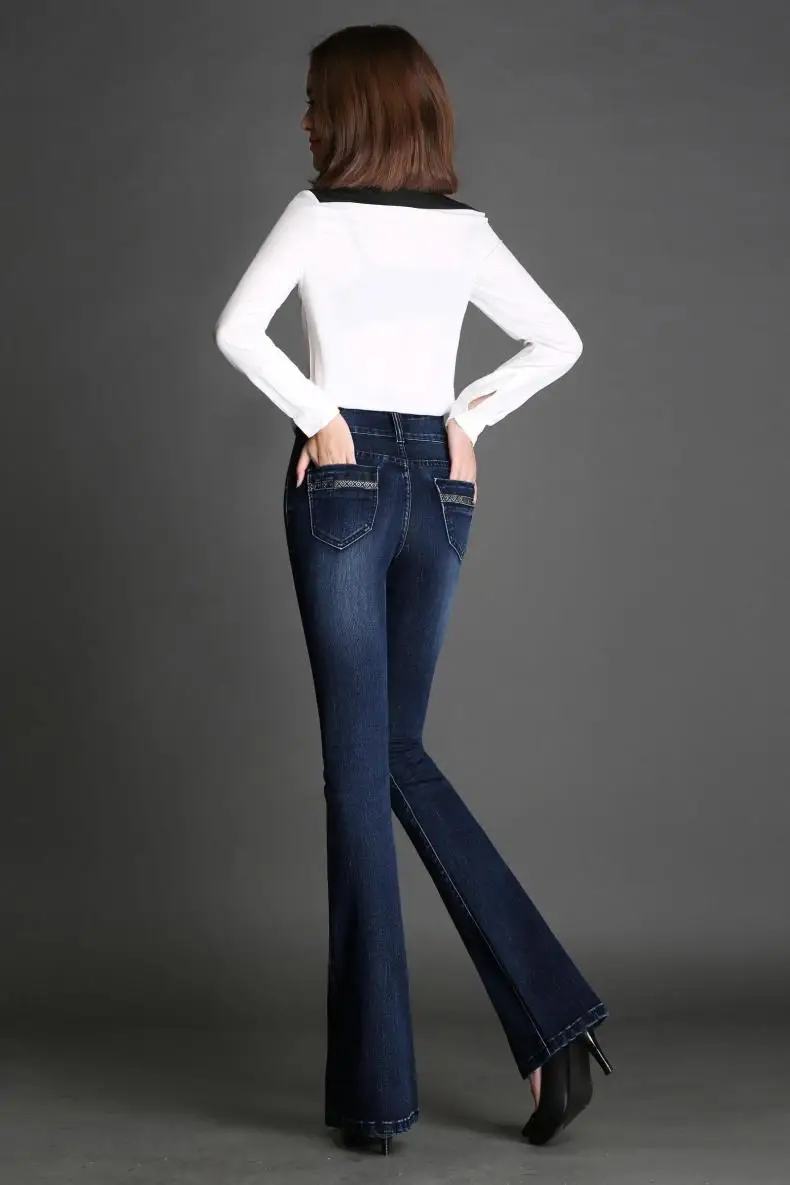 OL Women Jeans Autumn Empire Pants Micro-la Female Elastic Large Size Slim Double Button | Женская одежда