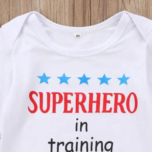 3Pcs Newborn Baby Boys Girls Super hero Clothes Romper Playsuit Pants Outfits Set | Детская одежда и обувь