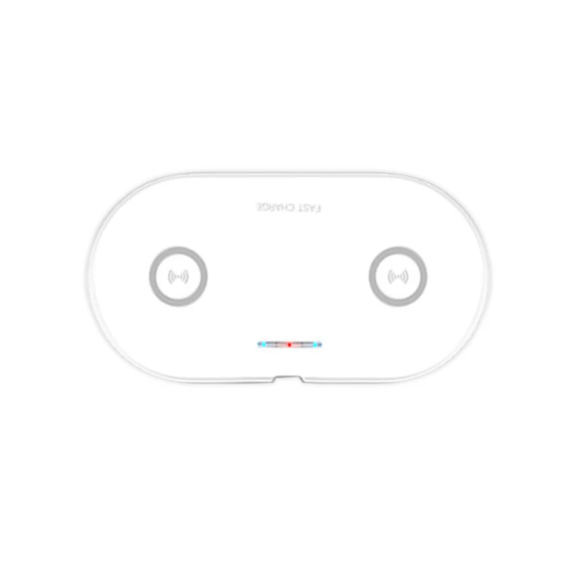 White 10 Вт двойной набор QI Беспроводное зарядное устройство для iPhone XS Max Xr X samsung S10 S9 xiaomi 9 Быстрая Беспроводная зарядная док-станция настольная - Тип штекера: White